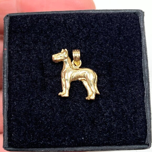 14k Solid Yellow Gold Petite Bulldog Pendant (.70 inch) (1.38 grams) - Picture 1 of 8